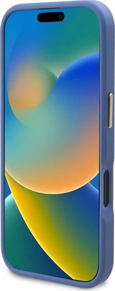 Mbështjellës Guess 4G Logo Plate MagSafe për iPhone 16 Plus, Blu
