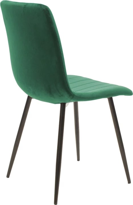 Tavolinë me karrige Balou-Noor, set 5 copë, MDF i zi, karrige kadife të gjelbra, D120x73cm