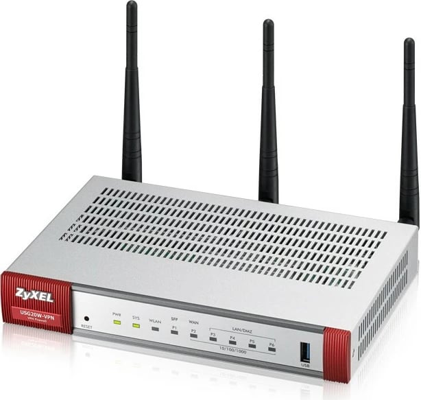 Firewall Zyxel USG20W-VPN me WLAN, 4 porta Gigabit, 3 antena, i bardhë