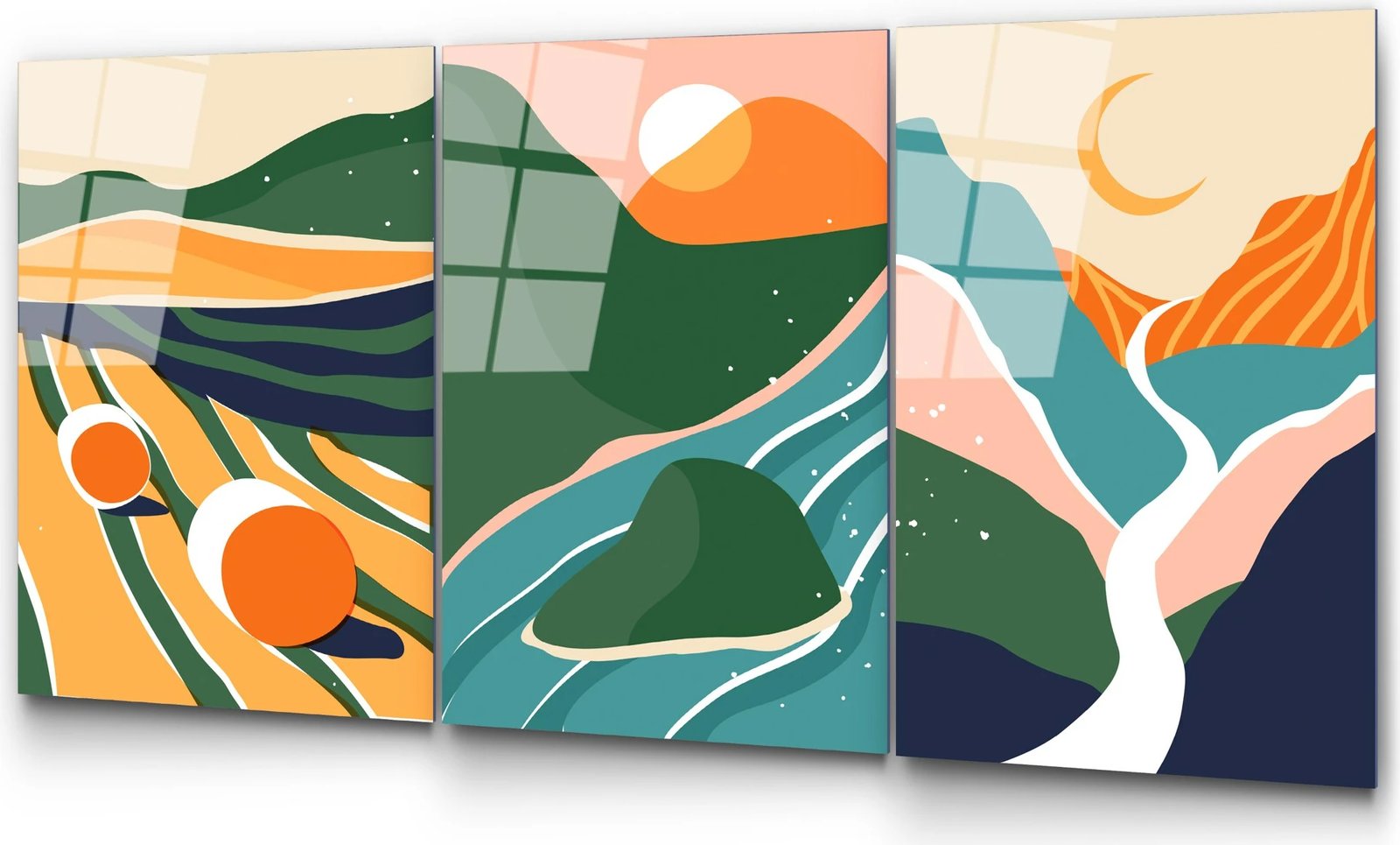 Pikturë dekorative prej xhami të temperuar (3 copë), Wallity, UV-946, 45x65cm