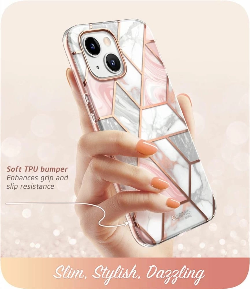 Mbështjellës Supcase Cosmo për iPhone 14 Plus, mermer rozë