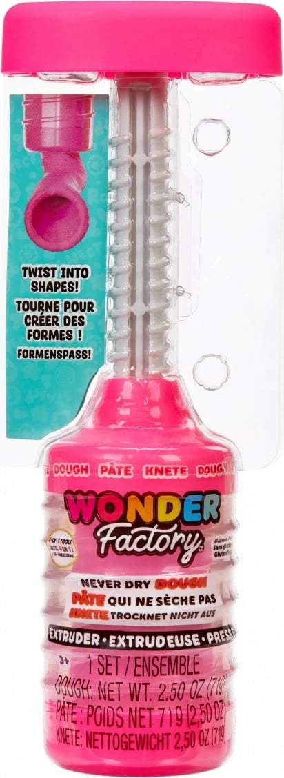 Set plastelinë modeluese MGA Wonder Factory Never Dry Dough me ekstruder, Rozë