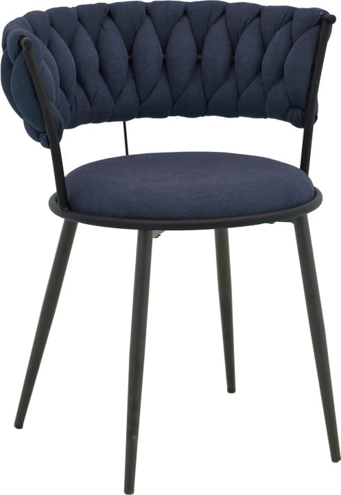 Karrige Alkia I, set prej 2 copësh, stof ngjyrë kaltër e errët, këmbë metalike të zeza, 57x58.5x72cm