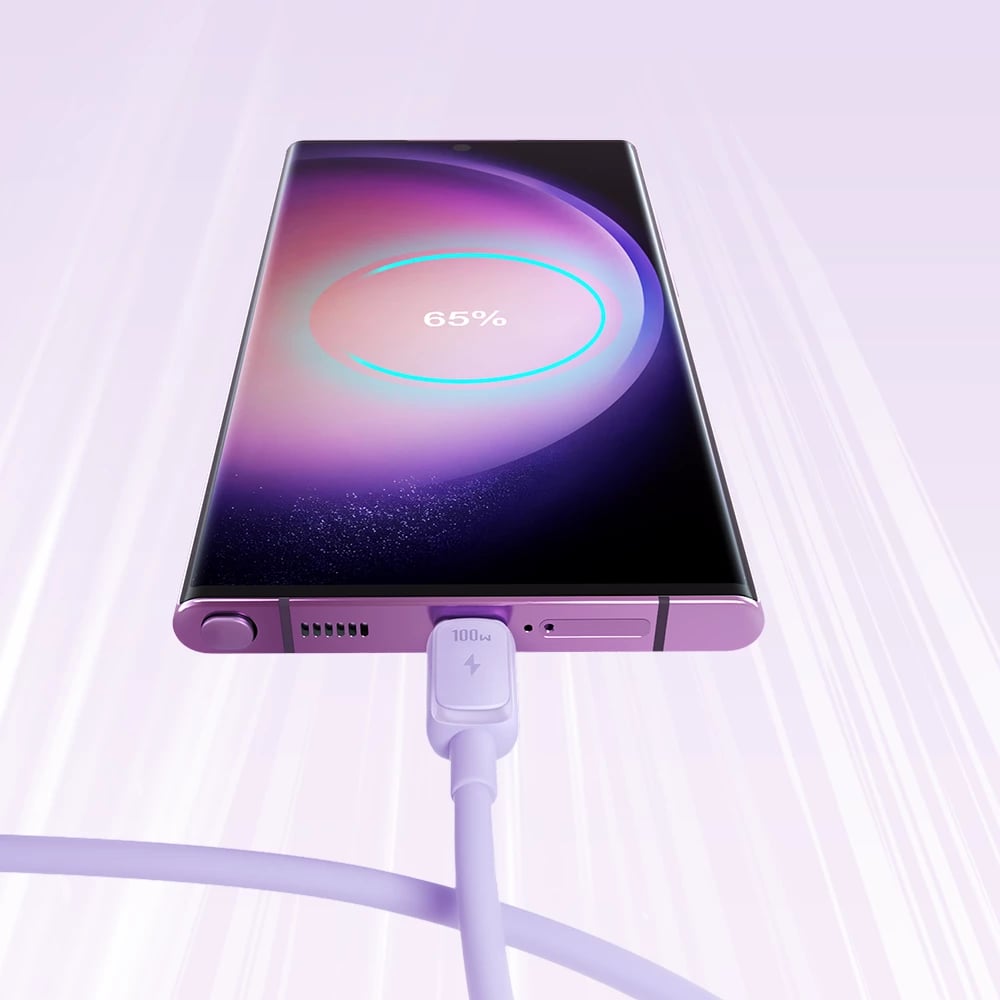 Kabllo USB-C në USB-C Joyroom Multi-Color Series A14, 1.2m, 100W, Vjollcë