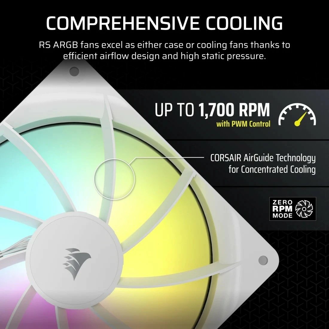 Ventilator kase Corsair RS140 ARGB, 140mm, i bardhë