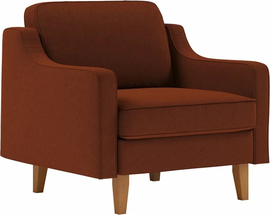 Karrige një vendëshe Robin, kadife ngjyrë tulle, këmbë druri arre