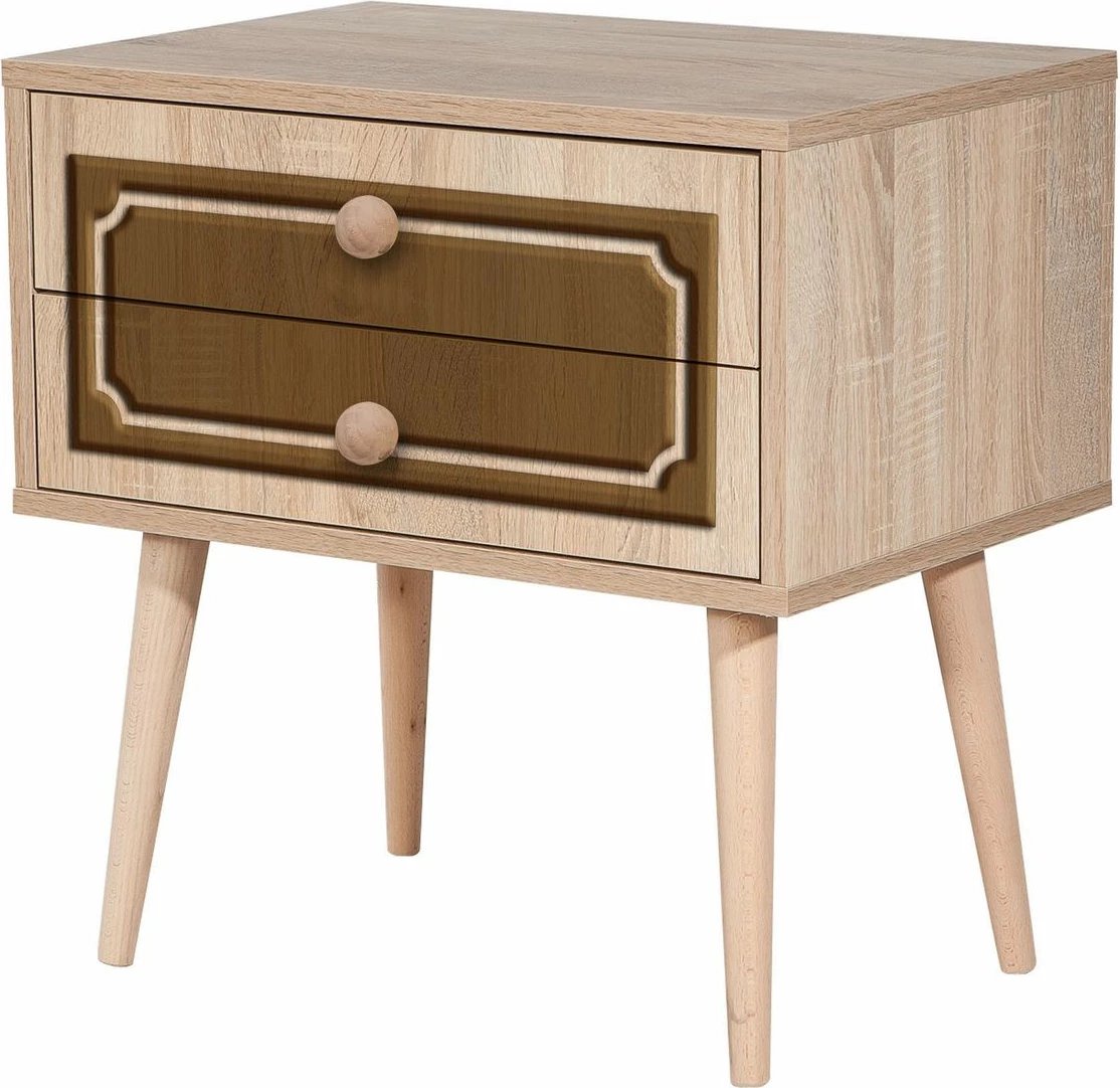 Komodinë nate Skye Decor, dy sirtarë, ngjyrë sonoma oak, 60x61x40cm