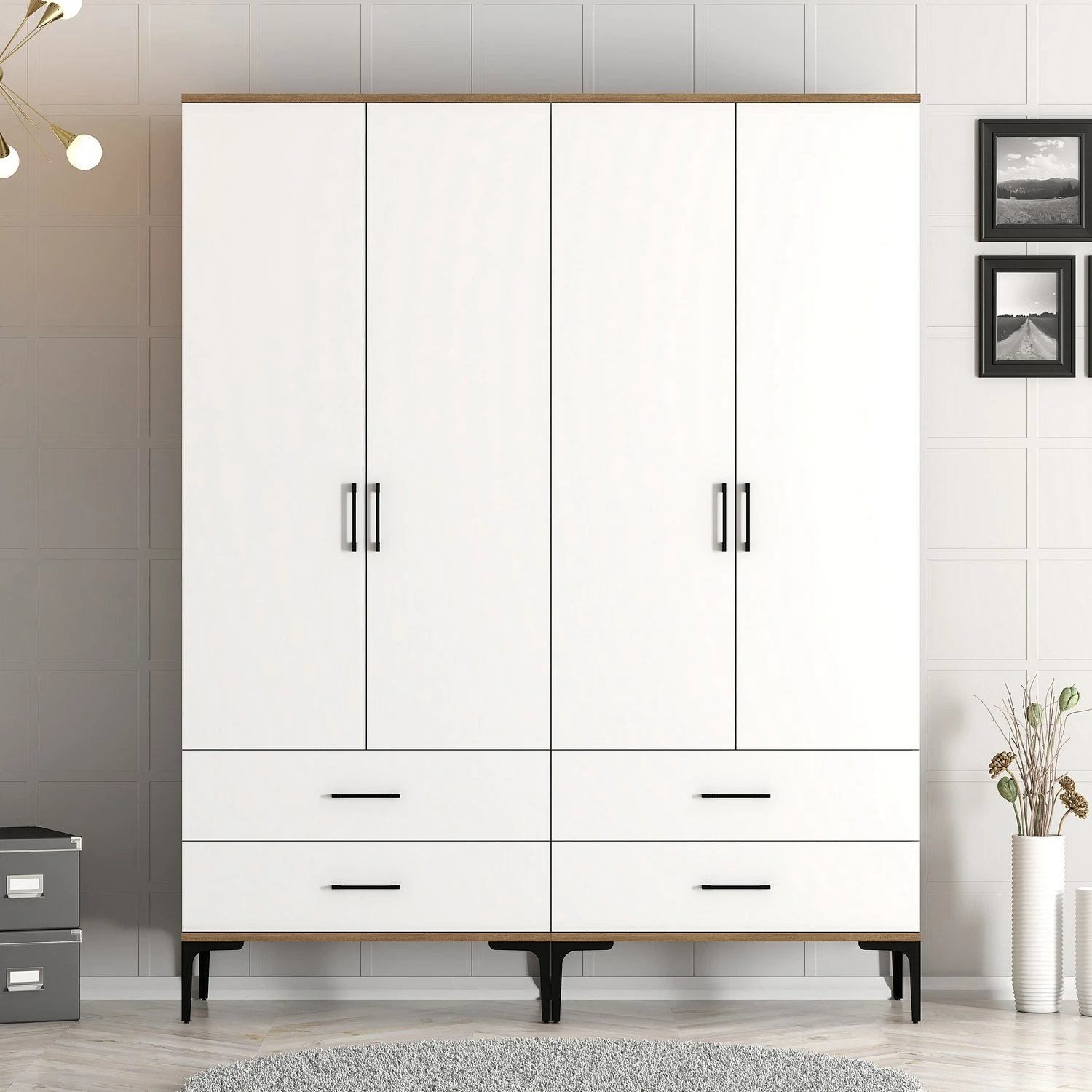 Dollap Hanah Home, Kumsal TT, ngjyrë arre dhe e bardhë