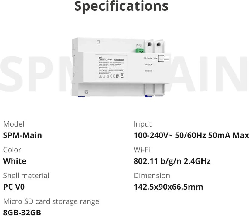Matës I Energjisë SONOFF SPM-4Relay (Bardhë)