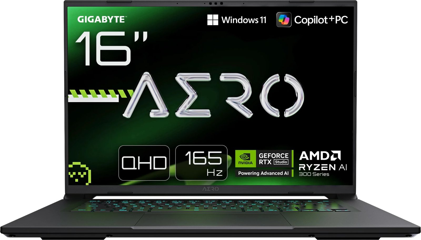 Laptop gaming Gigabyte Aero X16 AI, 16 inç, QHD, 165Hz, AMD Ryzen AI, GeForce RTX, e zezë