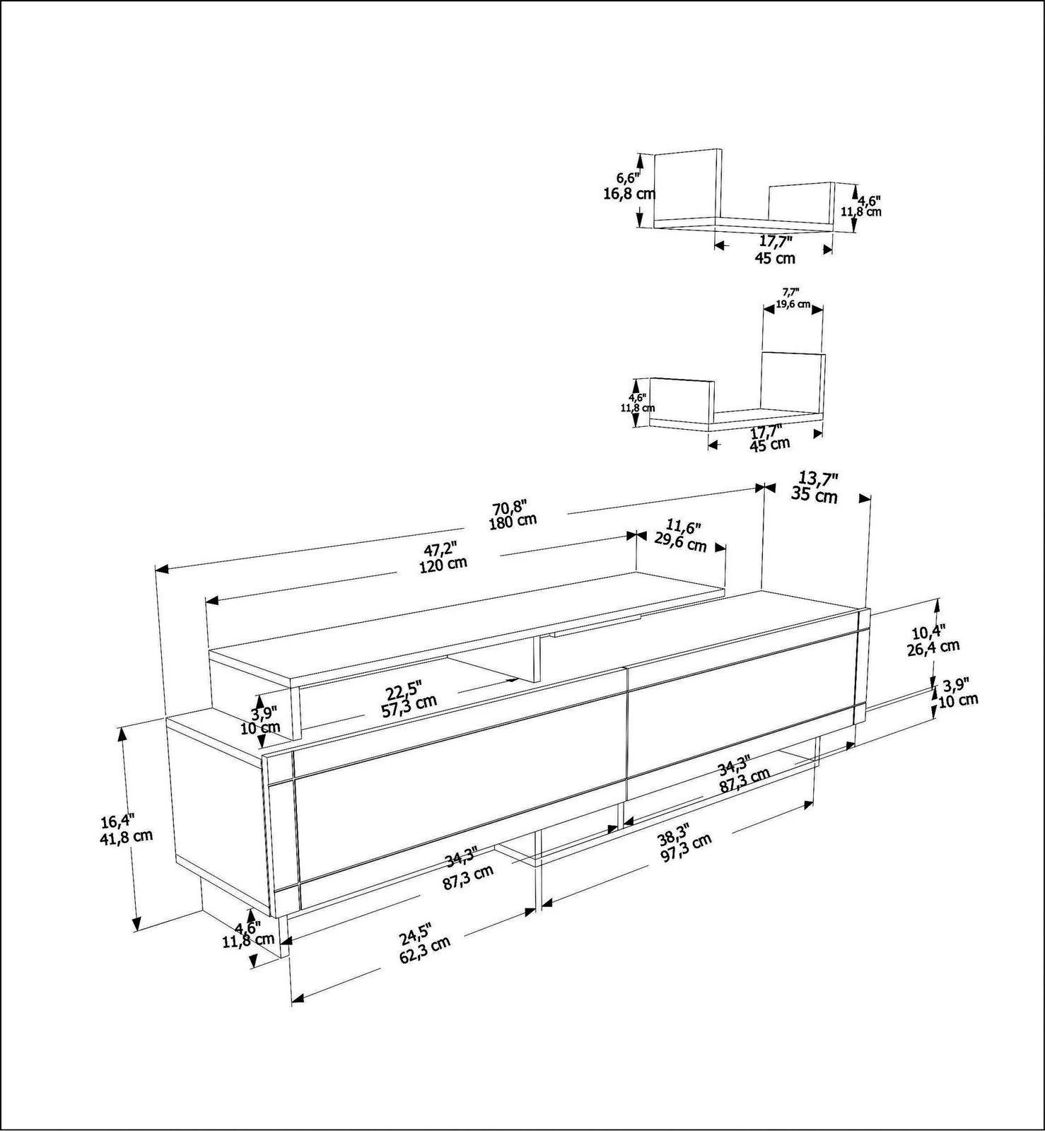Komodë TV Skye Decor, Tammy, e bardhë