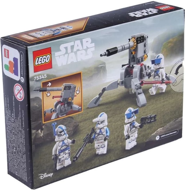 Set LEGO Star Wars 501st Clone Troopers Battle Pack 75345, 4 minifigura dhe top AV-7, 6+ vjet, paketë