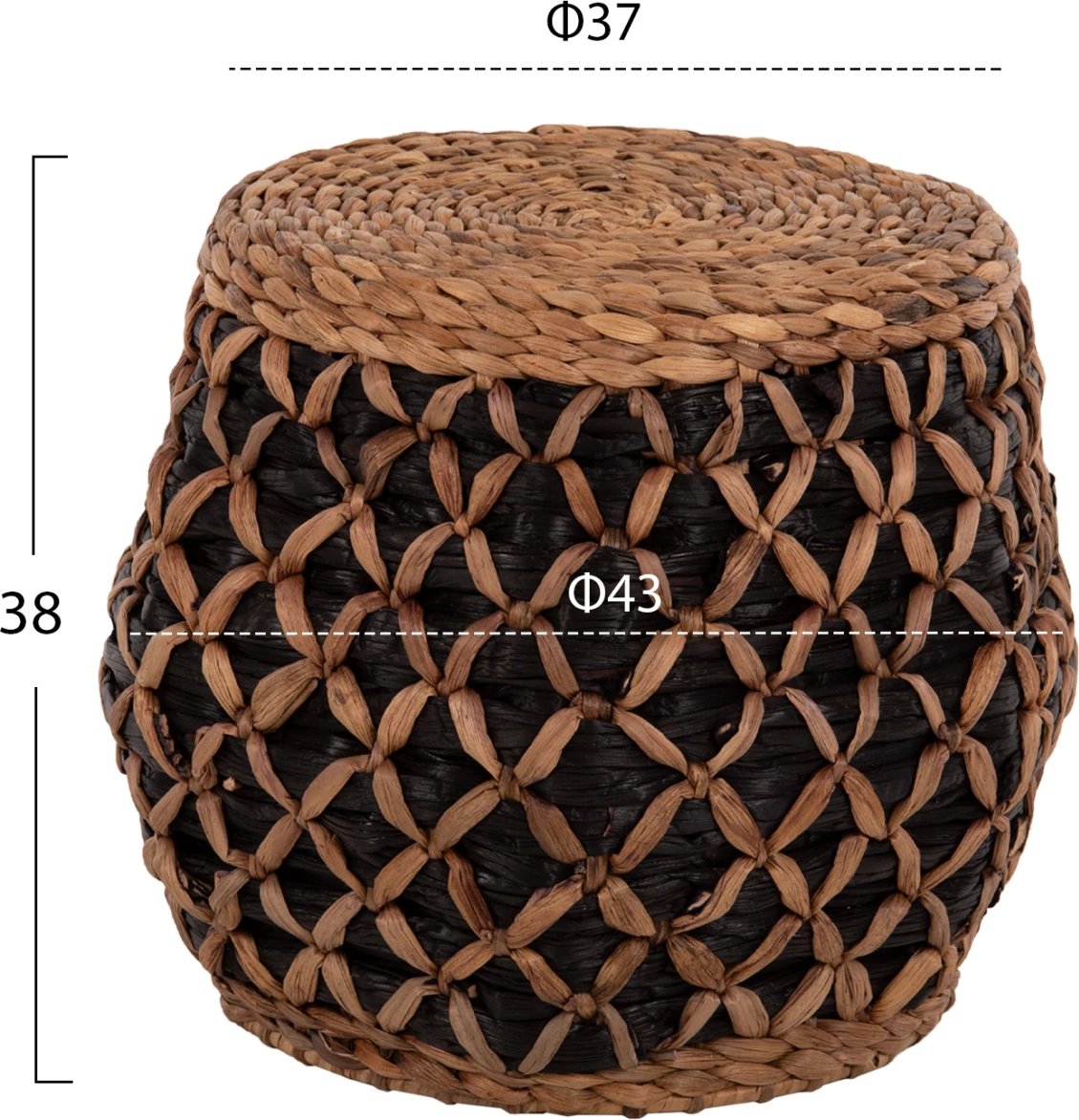 Karrige për bar TEOFILO FH7869, natyrale dhe e zezë, Φ43x38H cm