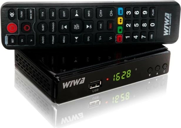 Tuner digjital Wiwa H.265 DVB-T2, Full HD, me telekomandë, i zi