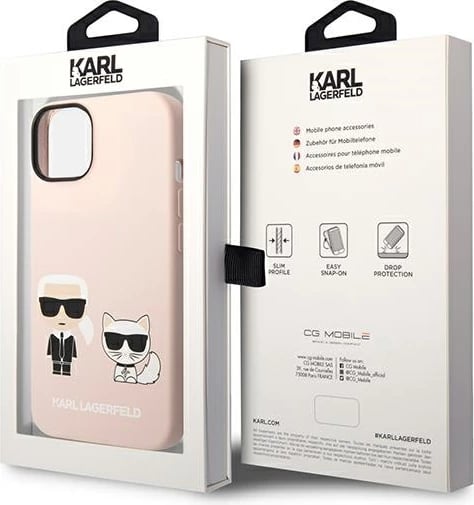 Mbështjellës Karl Lagerfeld KLHMP14SSSKCI për iPhone 14, 6.1", silikon, MagSafe, rozë e çelët