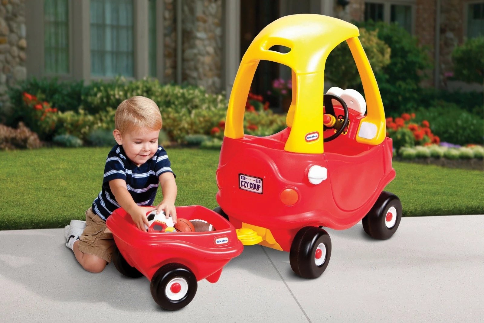 Rimorkio lodër, Little Tikes, 170324-PE13, 2 rrota, plastike, për Cozy Coupe, e kuqe/ e verdhë
