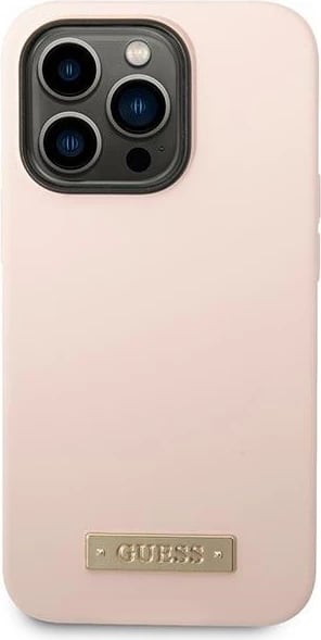 Mbështjellës Guess GUHMP14XSBPLP për iPhone 14 Pro Max 6.7", silikon, MagSafe, rozë