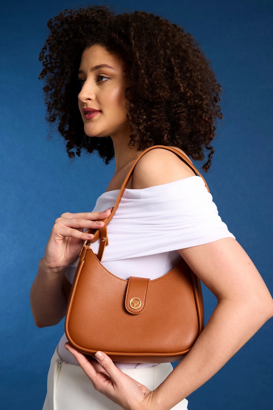 Çantë krahu Zoozie Bags, Larissa, ngjyrë kafe e hapur