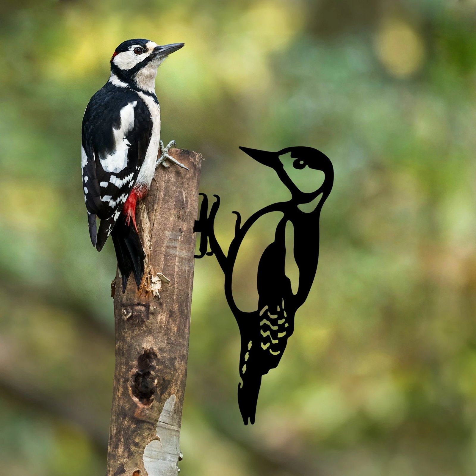 Dekor për kopsht, zog në degë, ngjyrë e zezë, Aberto Design, 18x30cm