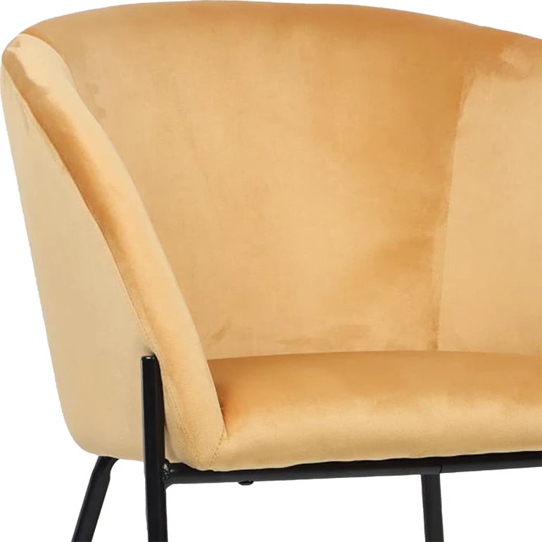 Fotelja Julia kadife e verdhë 61x57x74cm