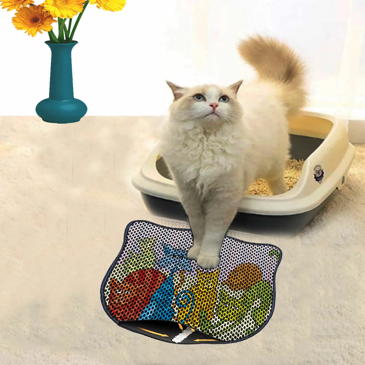 Tapet për rërë mace, shumëngjyrësh, Paws & Whiskers, Kdkafa0233, 40x50cm