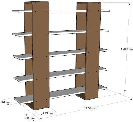 Raft librash Skye Decor, i bardhë, arre, 120x120x19.5cm