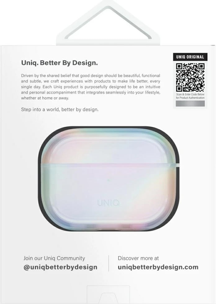 Mbështjellës UNIQ Iridescia për AirPods Pro 2, Holo White me karabiner