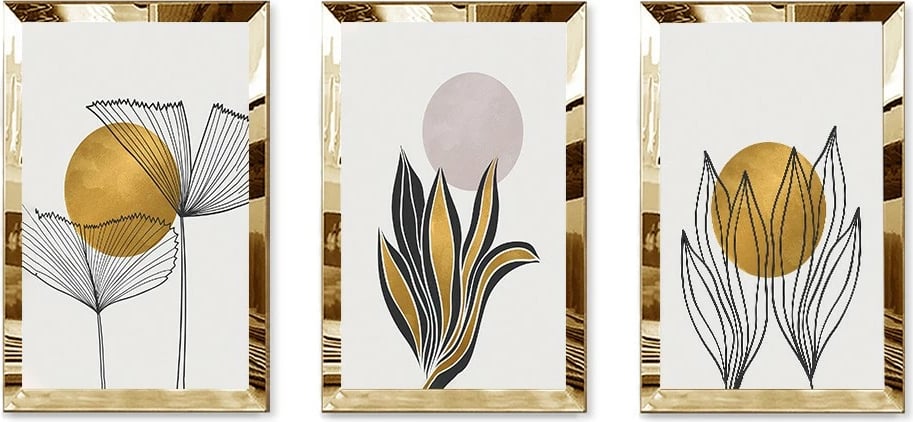 Pikturë dekorative MDF-Plexiglass (3 copë), Wallity, Huhu400, 40x60cm