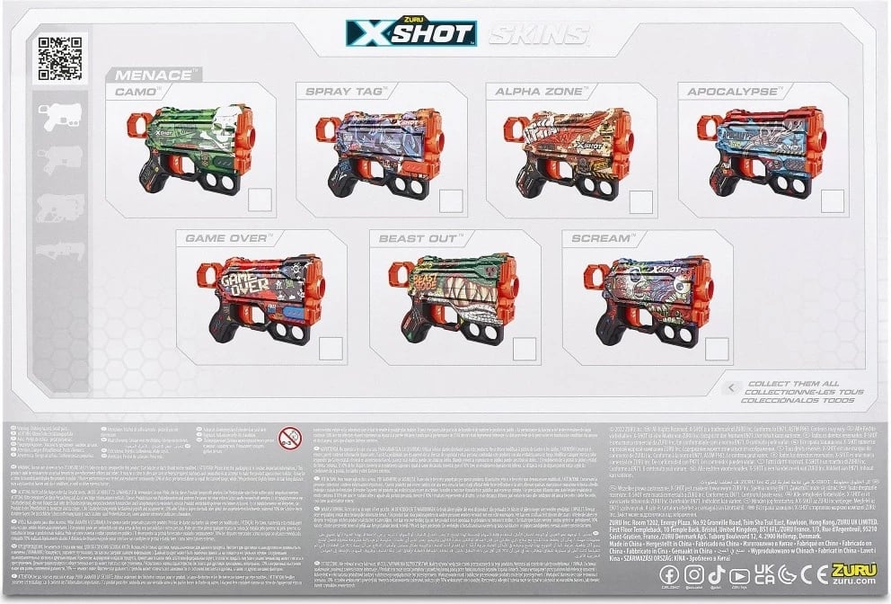 Set blastera lodër ZURU X-Shot Skins Menace, 4 copë, 24 shigjeta, shumëngjyrëshe