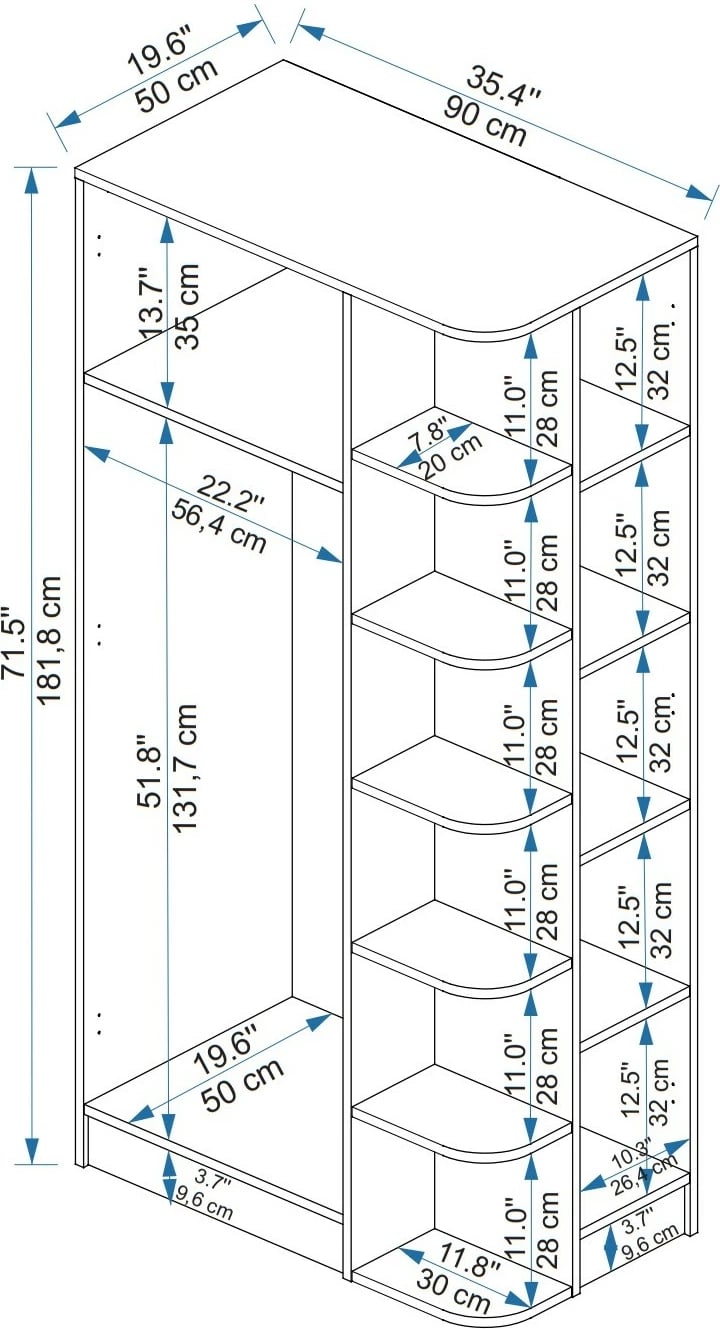 Dollap Skye Decor, ngjyrë Atlantic Pine dhe bezhë