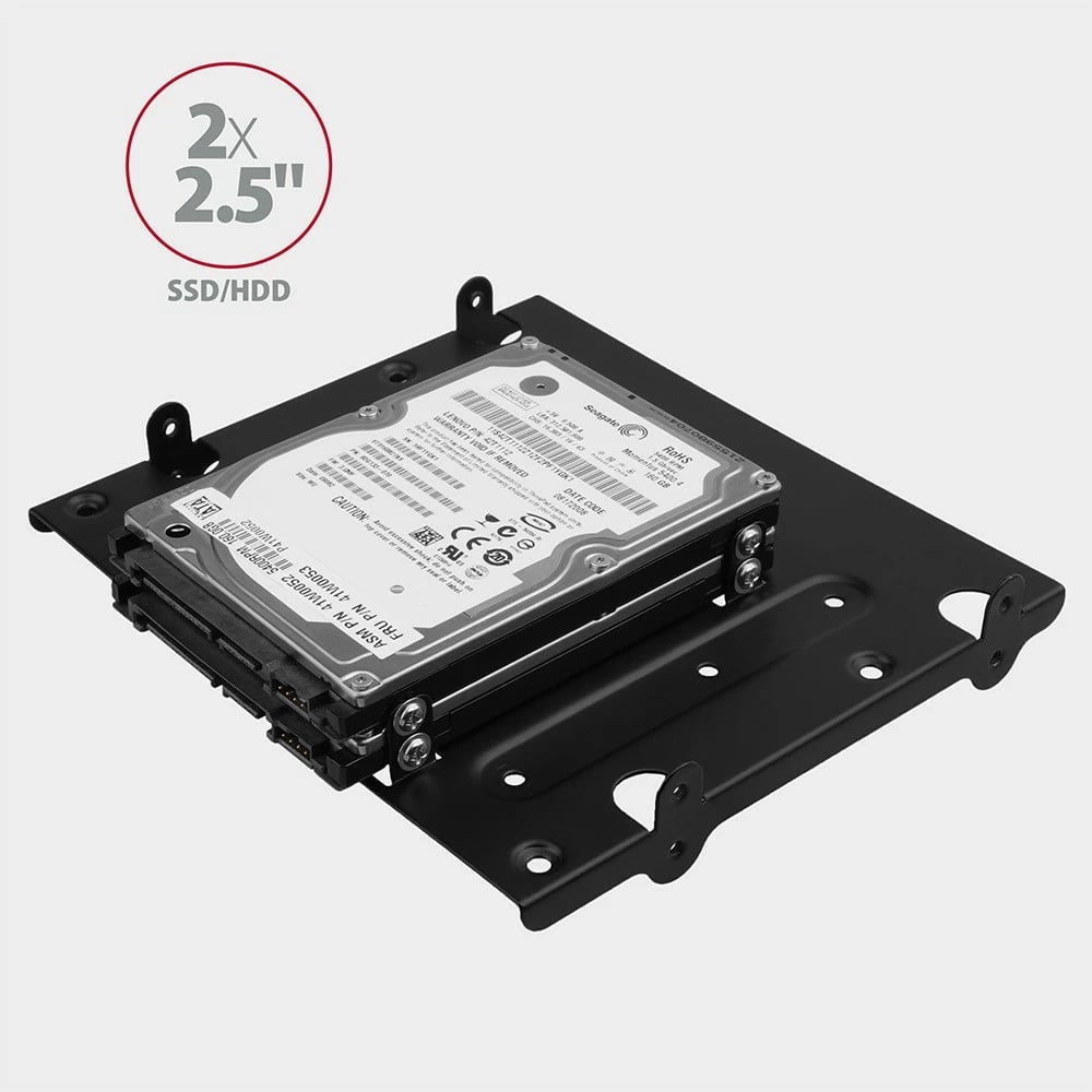 Kasë AXAGON RHD-435 për montim 4x 2.5" ose 2x 2.5" + 1x 3.5" HDD/SSD, për hapësirë 5.25", e zezë