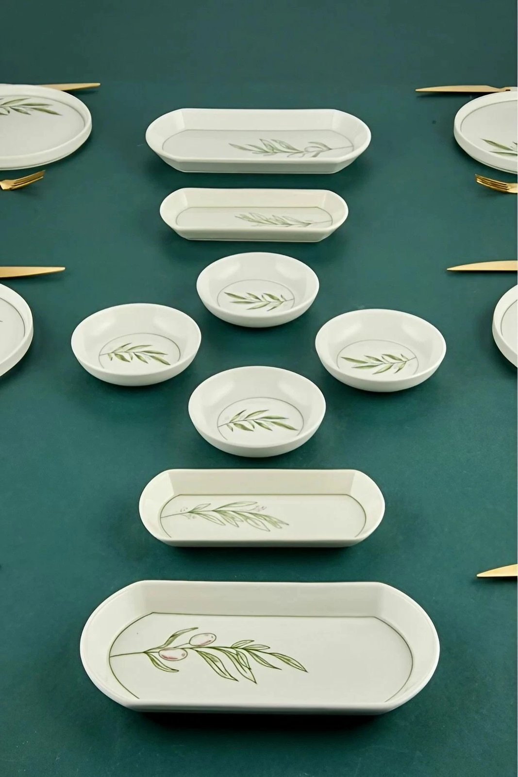 Set mëngjesi 14 pjesësh, Hermia Concept, Botanic 14KH, ngjyrë e gjelbër