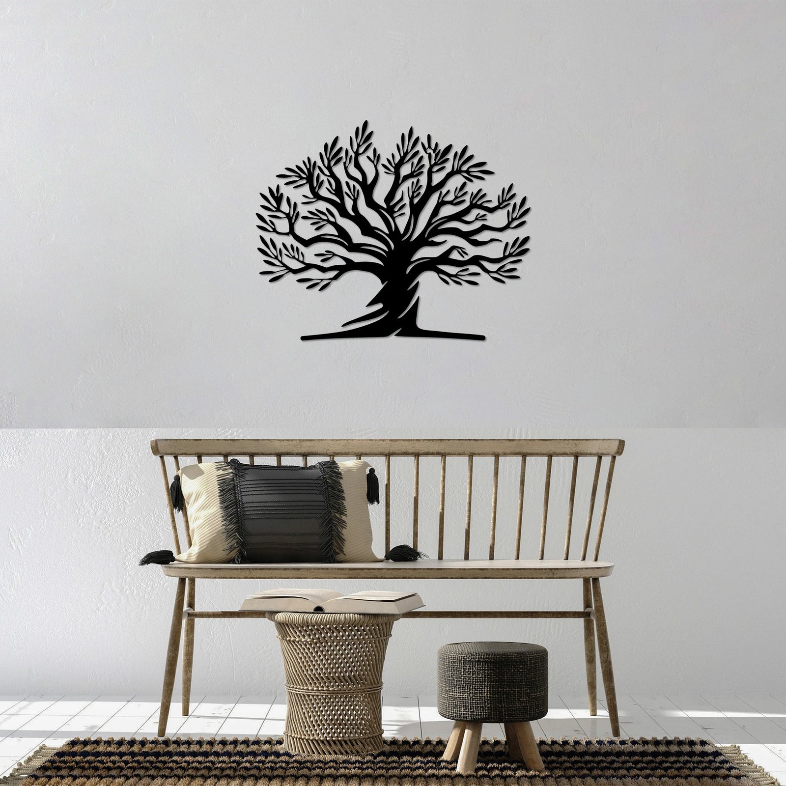 Aksesor dekorativ metalik për mur, Monumental Tree 18, ngjyrë e zezë, 54x67cm