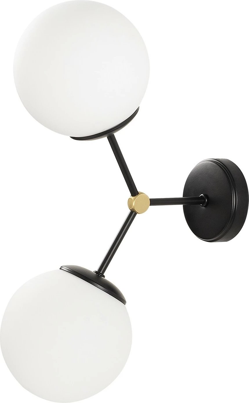 Llambë muri Opviq, Damar - 6342, moderne, trup metalik, kapak qelqi, e zezë dhe e bardhë, 28x15x44cm