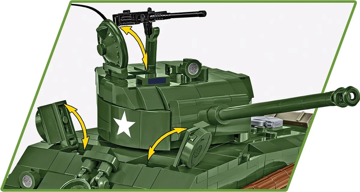 Set blloqesh Cobi Sherman M4A2E8 (76)W, 865 pjesë, 5 figurina, Jeshile
