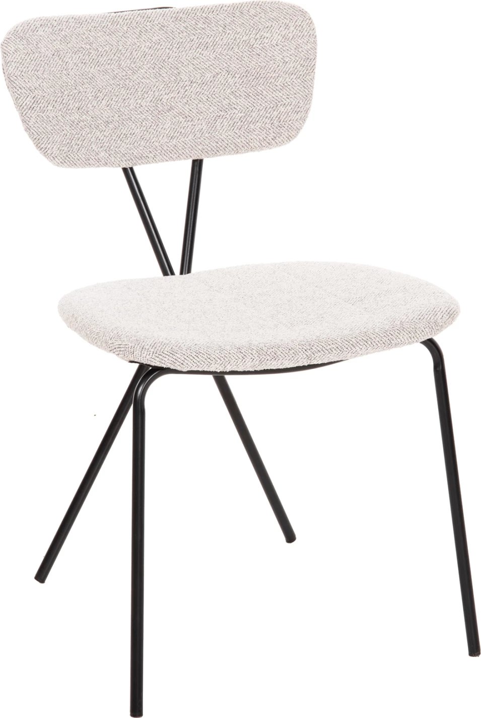 Karrige ngrënieje DORY FH9855.03 kornizë metalike në të zezë, pëlhurë në gri të lehtë 48,5x61x76H cm., set prej 4 copë