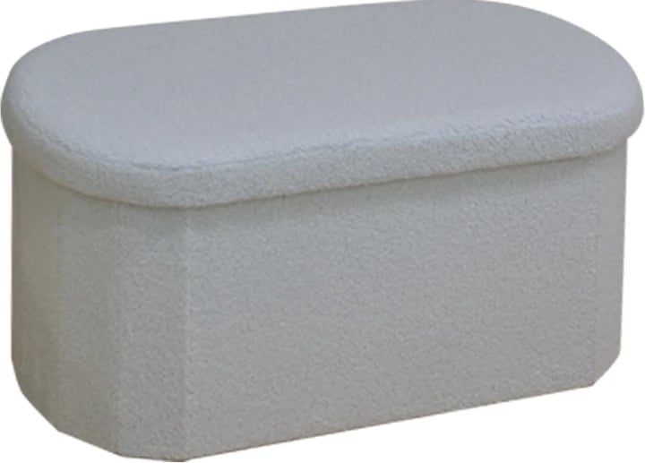 Shtol-trunk Otto, stof boucle, ngjyrë fildishi, 76x38x38cm (set prej 4 copash)