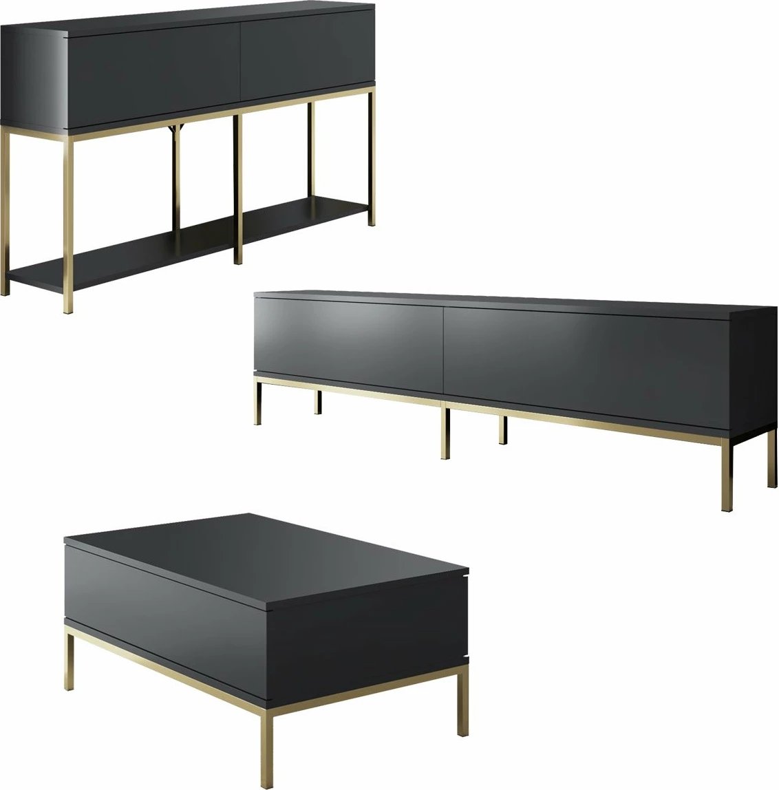 Set mobiljesh për dhomë dite, Hanah Home Lord, anthracite dhe ari