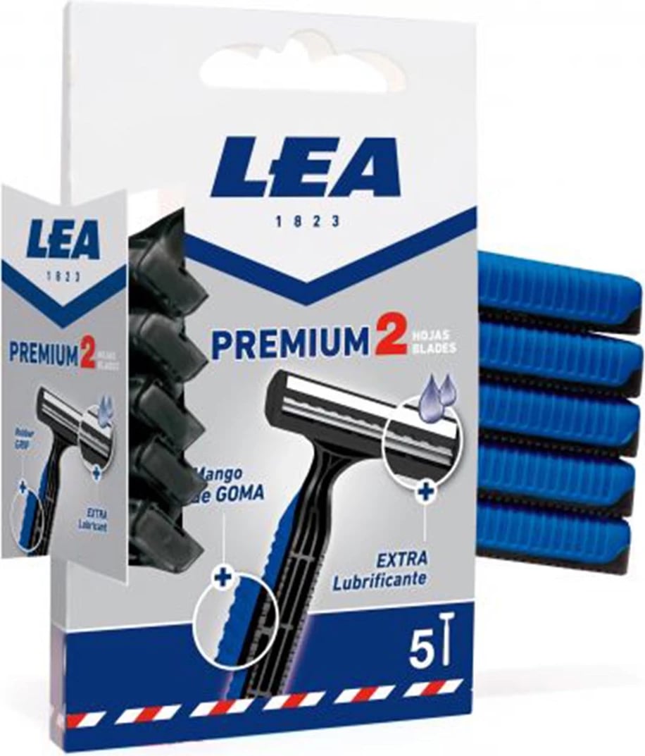 Rroje të disponueshme LEA Premium 2 Blades unisex, 5 copë, blu