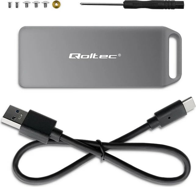 Kasë Qoltec për SSD M.2 NVMe, 2TB, USB 3.1, Argjendtë