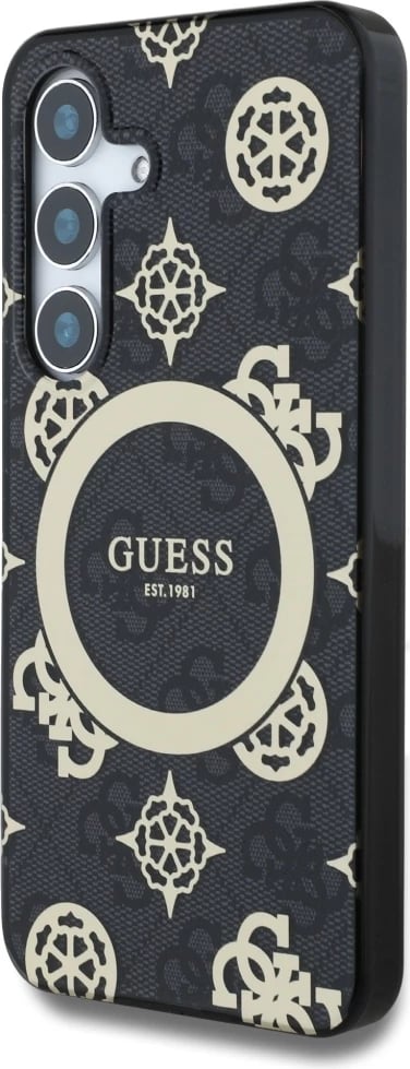 Mbështjellës Guess 4G Background Gold Electroplated Peony Pattern MagSafe për Samsung Galaxy S25, Zi Mbështjellës Guess 4G Background Gold Electroplated Peony Pattern MagSafe për Samsung Galaxy S25, Zi