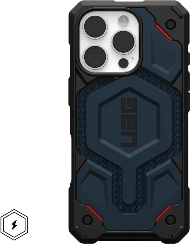 Mbështjellës Urban Armor Gear Monarch Pro Kevlar për celular Apple, 16 cm (6.3''), i zi/blu