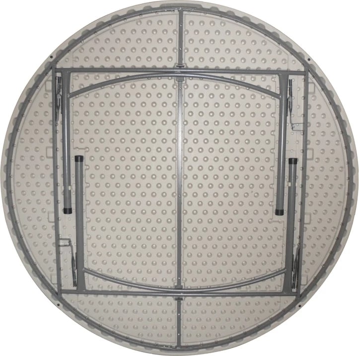 Tavolinë palosëse komode për katering, formë valixhe, e bardhë, rrethore, 180x74cm