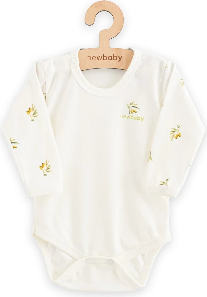 bodi për bebe, New Baby, Olives, me mëngë të gjata, pambuk organik 100%, madhësia 74 (6-9m), bezhë