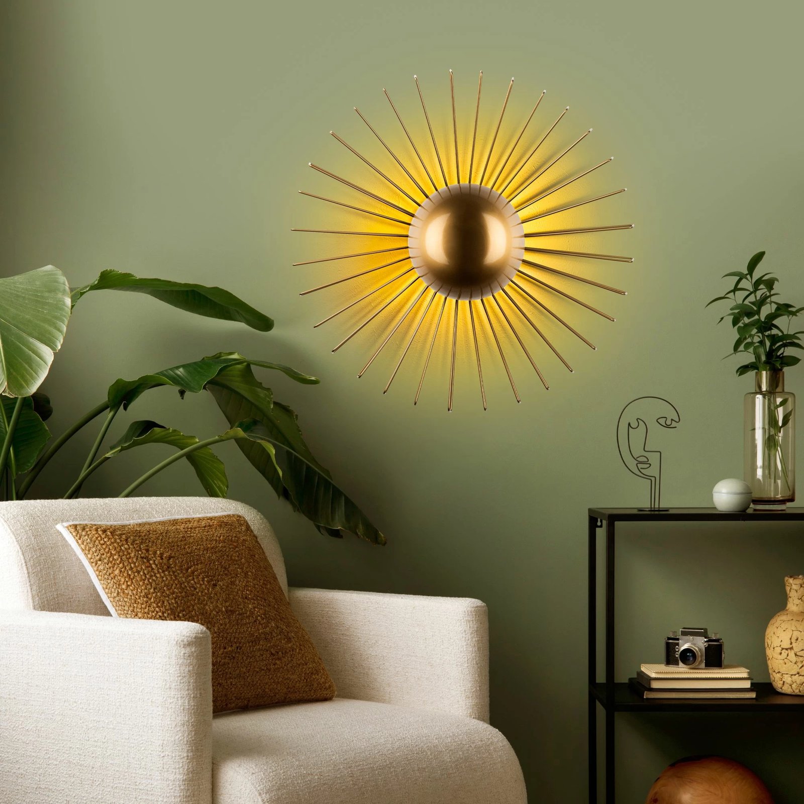 Llambë muri dekorative, metalike, ngjyrë ari, Opviq Kaya - 15236 - L