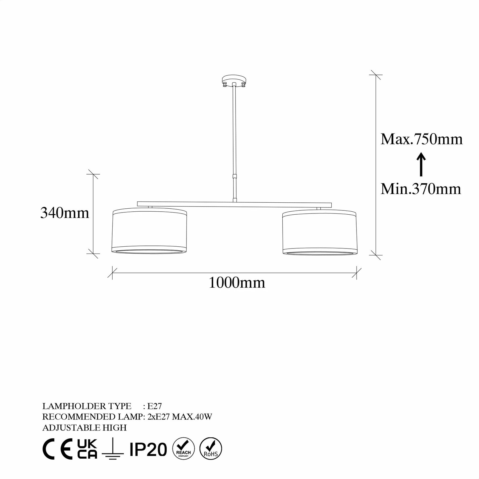 Llambë tavani Opviq, Way - 11621, e zezë-e bardhë