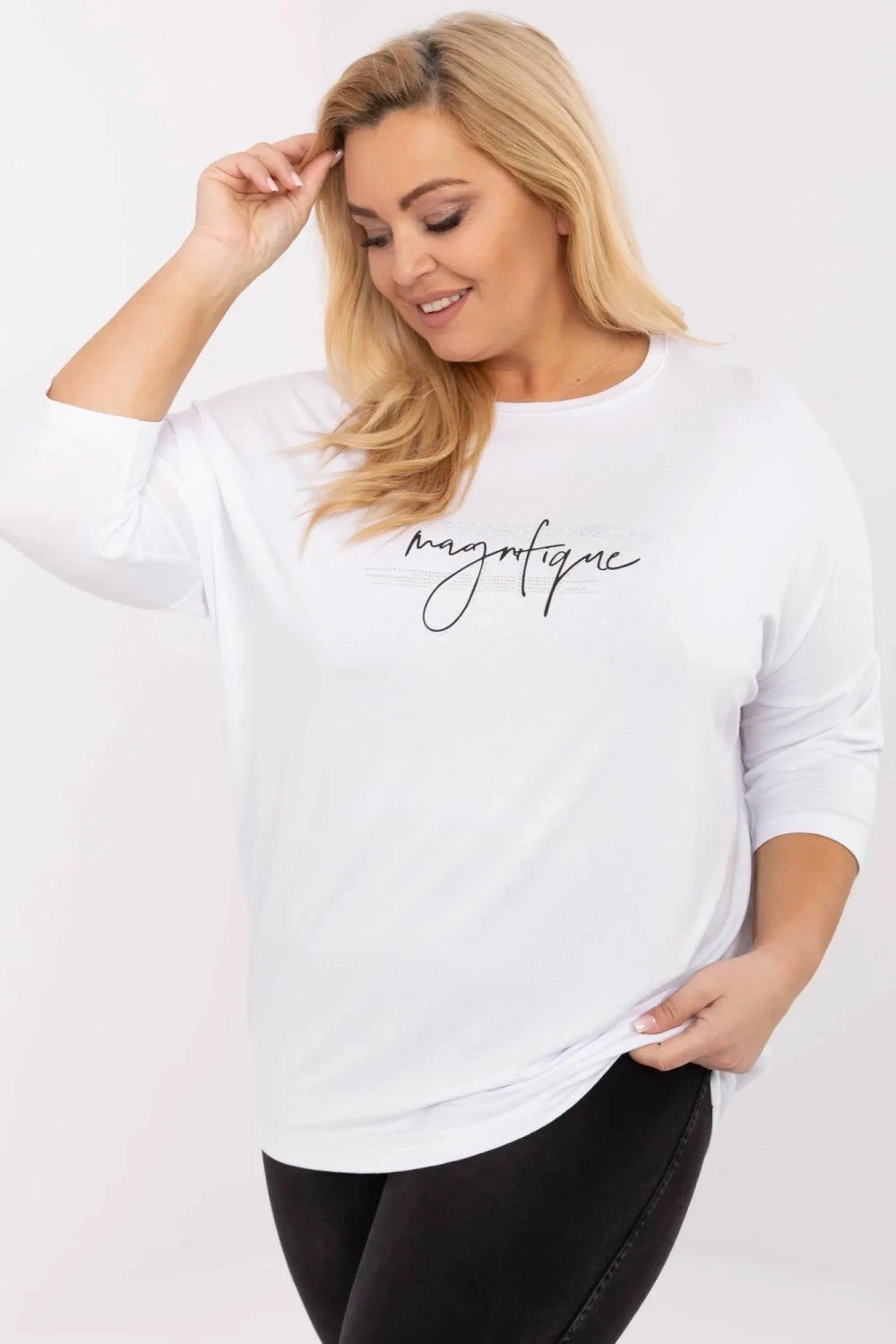 Bluzë plus size Relevance 212694 femra, e bardhë