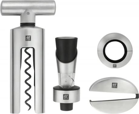 Set veglash vere ZWILLING Sommelier, përfshin hapëse shishe, unazë kundër pikave, prerëse folie, derdhës