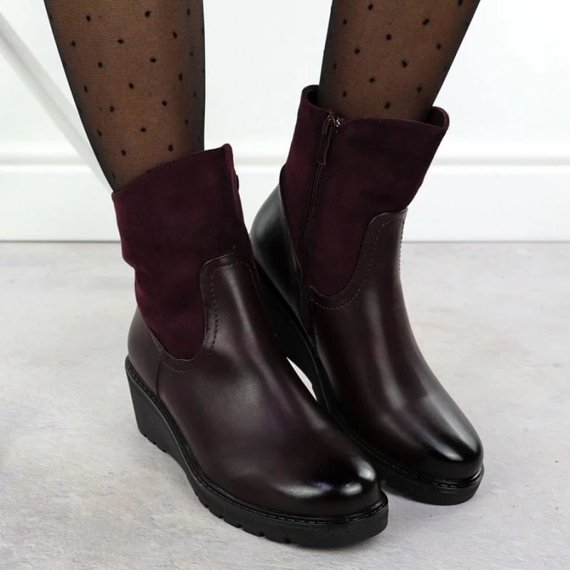 Çizme të shkurtra femra M. Daszyński 2510, burgundy