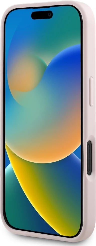 Mbështjellës Guess Hot Stamp 4G Pattern Triangle Metal Logo për iPhone 16, Rozë